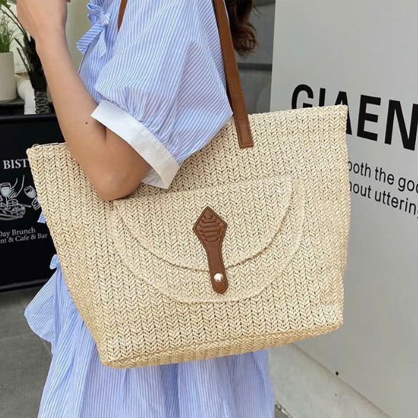 Elegant Woven Raffia Tote Bag